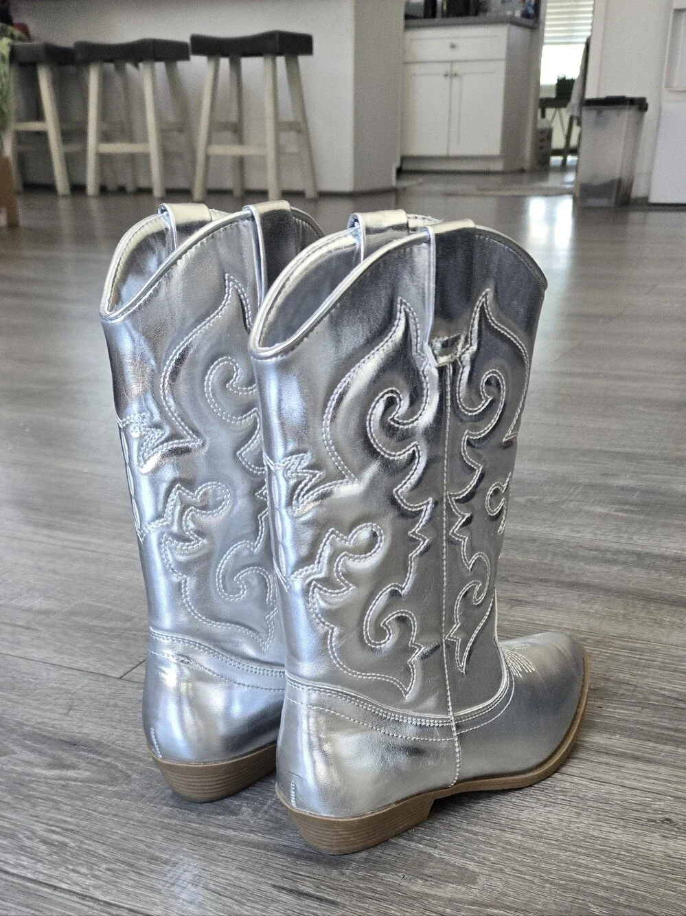 Tucker + Tate Metallic Silver Lace-Up Western Boots #688